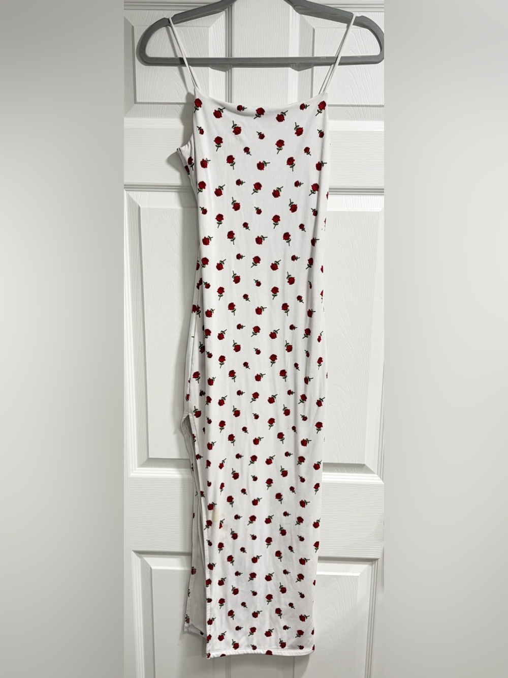 Justify White Maxi Dress with Red Rose Print